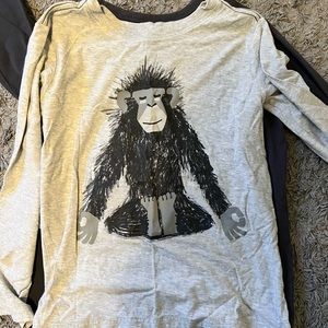 Boys long sleeve gray T-shirt with monkey